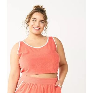 SO Juniors' Plus Size SO Cropped Towel Terry Scoop Neck Tank Top, Girl's, Size: 2XL, Med Orange