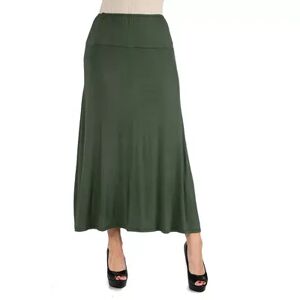 24Seven Comfort Women's 24seven Comfort Apparel Elastic Waist Midi Skirt, Size: XL, Med Green