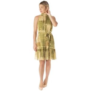 Women's Taylor Dress Patchwork Tie-Front Halter Dress, Size: 14, Green