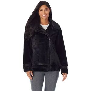 Cuddl Duds Women's Cuddl Duds Fleece Faux-Fur Moto Jacket, Size: XL, Black