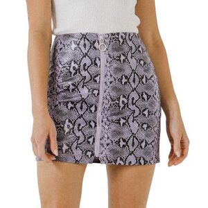 Endless Rose Front Metal Zipper Python Skirt, Women's, Size: Small, Purple
