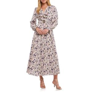 Endless Rose Wrap Style Maxi Dress, Women's, Size: Large, Beige