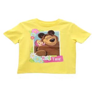 Masha and The Bear Hug Time Graphic T Shirt, Girl's, Size: 6, Yellow