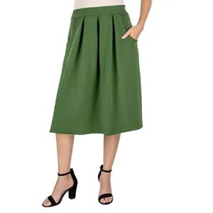 24Seven Comfort Women's 24Seven Comfort Apparel Solid Pleated Midi Skirt, Size: 1XL, Med Green