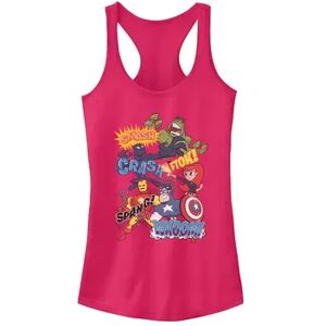 Marvel Juniors' Marvel Avengers Cartoon Sound Effects Retro Tank Top, Girl's, Size: XS, Red