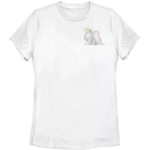 Licensed Character Juniors' Disney's Dumbo Cute Left Chest Vintage Graphic Tee, Girl's, Size: Medium, White