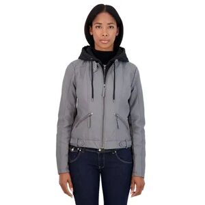 Sebby Collection Women's Sebby Collection Hooded Faux-Leather Jacket, Size: XL, Grey