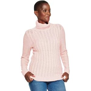 Croft & Barrow Women's Croft & Barrow Extra Soft Cable-Knit Turtleneck Sweater, Size: Large, Brt Pink