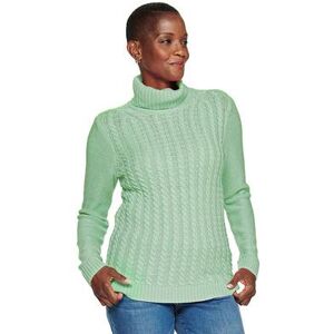 Croft & Barrow Women's Croft & Barrow Extra Soft Cable-Knit Turtleneck Sweater, Size: XL, Lt Green