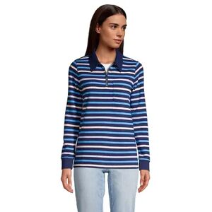 Lands' End Women's Tall Lands' End Serious Sweats 1/4-Zip Sweatshirt, Size: Medium Tall, Dark Blue