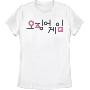 Licensed Character Juniors' Squid Game Korean Title Logo Graphic Tee, Women's, Size: Medium, White