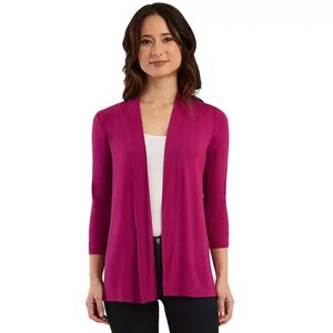 Women's AB Studio Banded Edge Open-Front Cardigan, Size: XS, Brt Pink