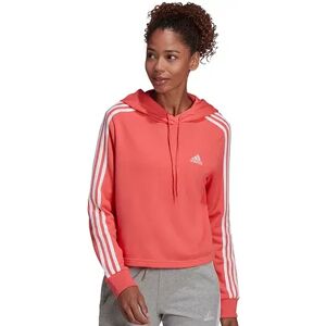 adidas Women's adidas 3 Stripe French Terry Crop Hoodie, Size: Large, Brt Red