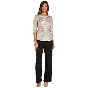 Women's R&M Richards Draped-Back Foil Top, Size: Small, Beig/Green