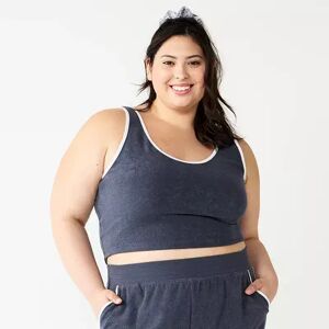 SO Juniors' Plus Size SO Cropped Towel Terry Scoop Neck Tank Top, Girl's, Size: 3XL, Dark Blue