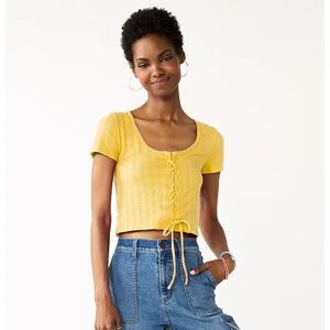 SO Juniors' SO Cropped Front Lace-Up Top, Girl's, Size: XL, Med Yellow