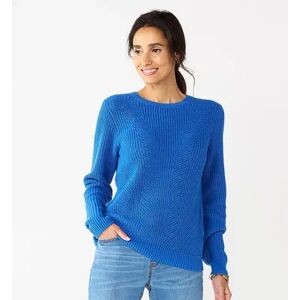 Petite Croft & Barrow Crewneck Cable Sweater, Women's, Size: Medium Petite, Blue