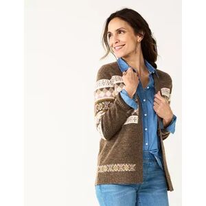 Women's Croft & Barrow Extra Cozy Cable Cardigan, Size: Medium, Brown