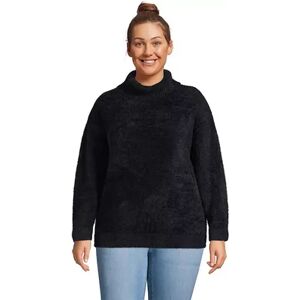 Lands' End Plus Size Lands' End Eyelash Boxy Turtleneck Sweater, Women's, Size: 2XL, Black