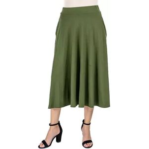 24Seven Comfort Women's 24Seven Comfort Apparel Solid Pleated Midi Skirt, Size: XL, Med Green