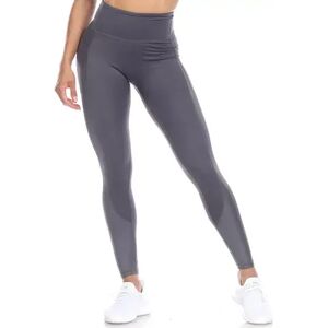 WM Fashion Women's High-Waist Mesh Fitness Leggings, Size: Large, Grey