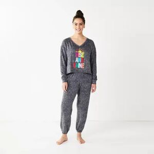 Juniors' SO Boxy Long Sleeve Pajama Top & Pajama Pants Set, Girl's, Size: Medium, Black