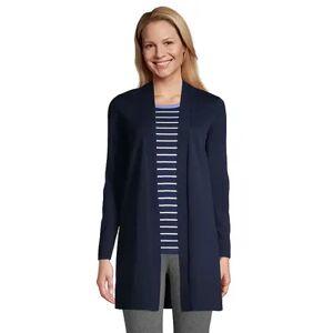 Women's Tall Lands' End Long Open Cardigan Sweater, Size: Medium Tall, Dark Blue