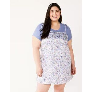 Juniors' Plus Size Live To Be Spoiled Skater Dress & Tee Set, Girl's, Size: 1XL, Blue