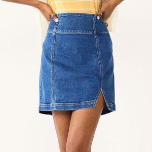 Juniors' SO High-Rise Side Notch Mini Skirt, Girl's, Size: 7, Blue