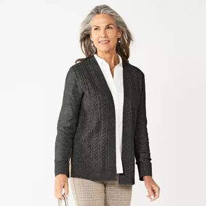 Croft & Barrow Women's Croft & Barrow Extra Cozy Cable Cardigan, Size: XS, Black