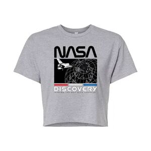 Licensed Character Juniors' NASA Discovery Cropped Graphic Tee, Girl's, Size: XL, Med Grey