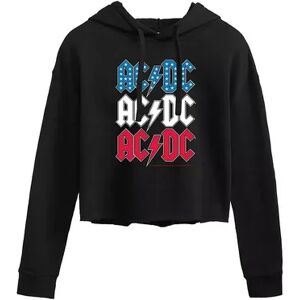 Licensed Character Juniors' AC/DC USA Cropped Graphic Hoodie, Women's, Size: Large, Black