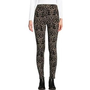 Lands' End Women's Lands' End Sport Knit Print Corduroy Leggings, Size: Medium, Black