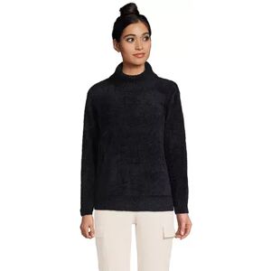 Lands' End Women's Lands' End Eyelash Boxy Turtleneck Sweater, Size: Medium, Black