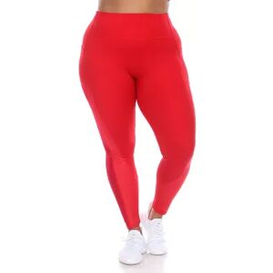 WM Fashion Plus Size High-Waist Mesh Fitness Leggings, Women's, Size: 1XL, Red