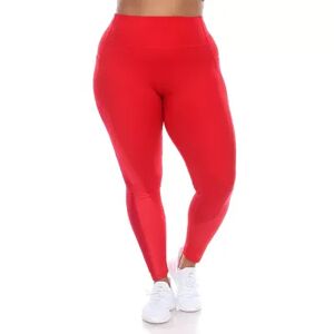 WM Fashion Plus Size High-Waist Mesh Fitness Leggings, Women's, Size: 2XL, Red