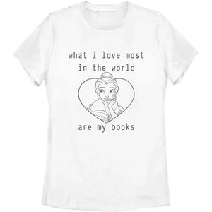 Licensed Character Juniors' Disney Belle I Love Books Tee, Girl's, Size: Small, White