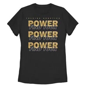 Licensed Character Juniors' Project Power Teleios Genetics Find Your Power Text Stack Tee, Girl's, Size: Medium, Black