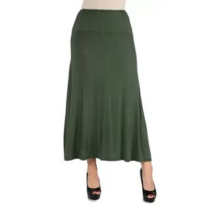 24Seven Comfort Women's 24seven Comfort Apparel Elastic Waist Midi Skirt, Size: Medium, Med Green