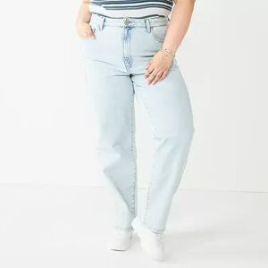 Juniors' Plus Size SO Super High Rise Baggy Dad Jeans, Girl's, Size: 20, Blue