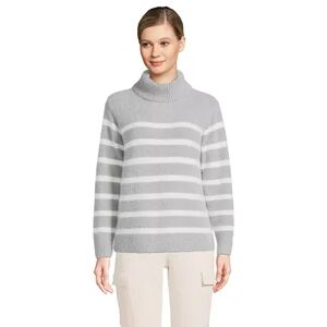 Women's Lands' End Eyelash Boxy Turtleneck Sweater, Size: Large, Grey