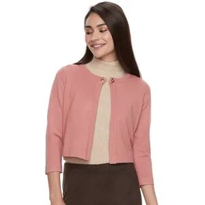 Women's Nina Leonard Chain-Detail Crop Bolero, Size: Large, Dark Pink