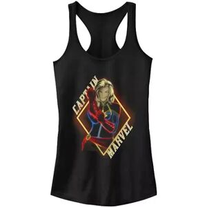 Marvel Juniors' Marvel Captain Marvel Glow Diamond Logo Tank Top, Girl's, Size: Medium, Black