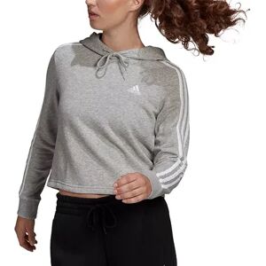 adidas Women's adidas 3 Stripe French Terry Crop Hoodie, Size: XL, Med Grey