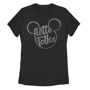 Licensed Character Juniors' Disney Mickey Mouse Hello Folks Mickey Head Graphic Tee, Girl's, Size: Small, Black