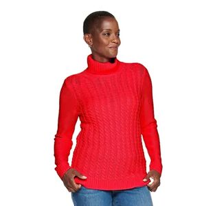 Croft & Barrow Women's Croft & Barrow Extra Soft Cable-Knit Turtleneck Sweater, Size: XXL, Med Red