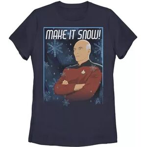 Licensed Character Juniors' Star Trek: The Next Generation Captain Picard Make It Snow Tee, Women's, Size: Large, Blue