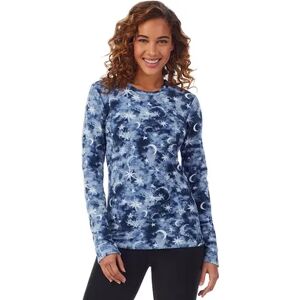 Cuddl Duds Women's Cuddl Duds Fleecewear with Stretch Long Sleeve Crewneck Top, Size: Large, Blue