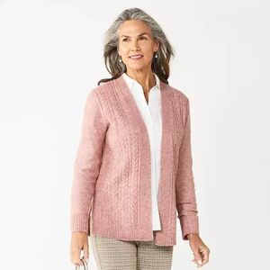 Croft & Barrow Women's Croft & Barrow Extra Cozy Cable Cardigan, Size: Large, Pink