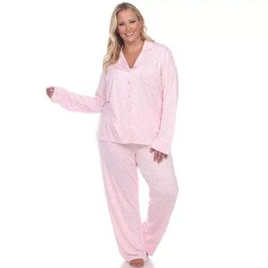 WM Fashion Plus Size Long Sleeve Pajama Set, Women's, Size: 3XL, Pink
